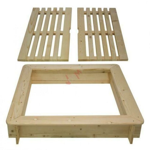 Sable Magique Bac à Sable Tectake 120x120cm - Avec Toit Réglable Et Bâche Protection Bac à Sable Avec Toit