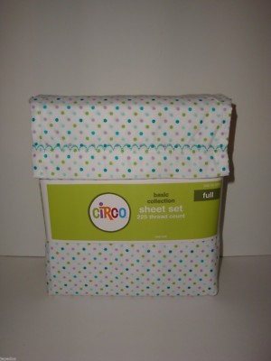 Circo Polka Dot Full Sheet Set Purple Blues Greens Cotton Polyester Blend 225TC