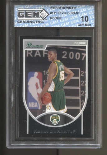 2007-08 Kevin Durant Bowman #111 1030/2999 Gem Mint 10 RC Rookie Suns - Picture 1 of 2
