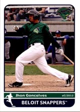 Tarjeta 2012 Beloit Snappers Grandstand #7 Jhon Goncalves Carabobo Venezuela VZ