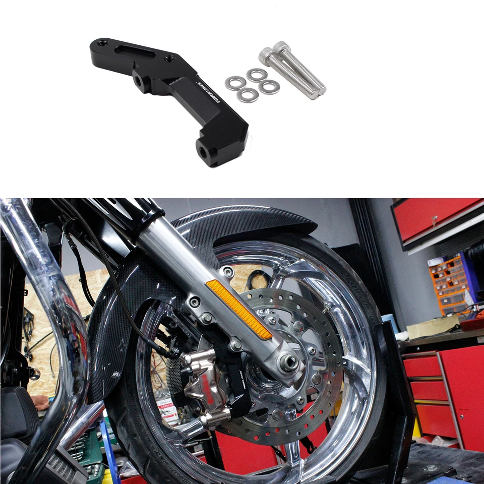 Black 108mm Brake Caliper Bracket for Harley Dyna Street Fat Bob FXD FXDWG FXDL Foto 4 de 4