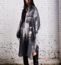 NWT~R13 Stripe Bleach Spot Long Sleeve Jombo Shirt Size XS/S