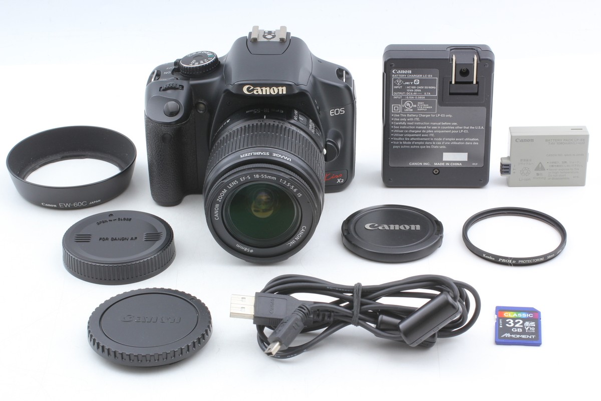 Exc+5] Canon EOS Kiss X2 DSLR Camera w/18-55mm Lens From