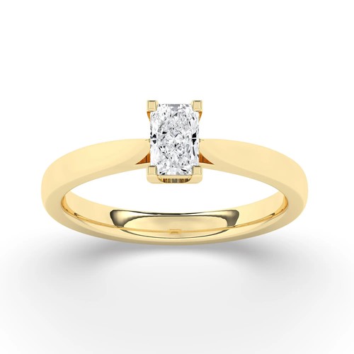 Natural Radiant Solitaire Diamond Engagement Ring yellow Gold 0.75 Ct F SI1 GIA - Picture 8 of 19