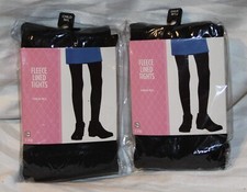 2 pair Fleece Lined Tights Black Girls Size M/L up to 85 lbs