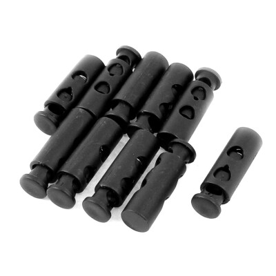Spring geladen 6mm Dia Dual-Loch Cord Locks Stopper Toggle schwarz 10Stk