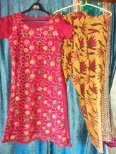 Women Indian Asian Suit Outfit Red Maroon Embroidery Salwar Kameez