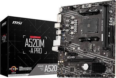 MSI A520M-A PRO AM4 AMD A520 USB3.2 Gen1 Micro-ATX Motherboard New