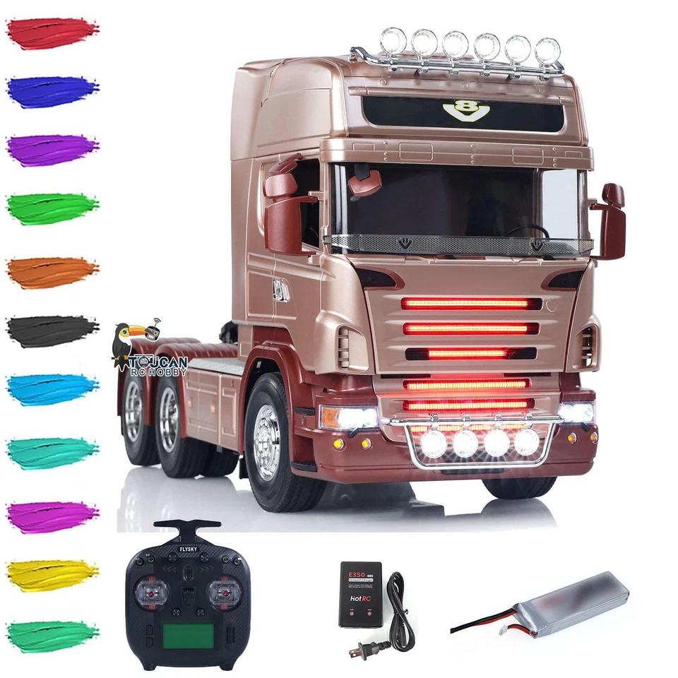 ST8 Radio 3 Axles 6X4 1:14 RC Tractor Truck R620 RTR Painted Car ESC Smoke Motor - Image 2 of 4