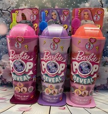 3 New BARBIE DOLL Pop Reveal BOBA Series Purple, Pink & Orange Doll 8 SURPRISES