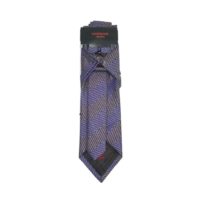 Steven Land Men's Tie & Pocket Square Set Purple Pink Black Hi-Density 3.5" Wide - Image 4 of 4