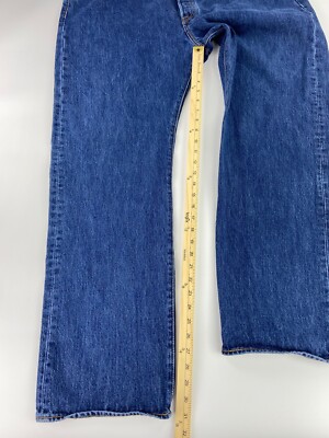 Levi's 501 Jeans Mens 44x34 Button Fly Medium Dark Blue Indigo | eBay