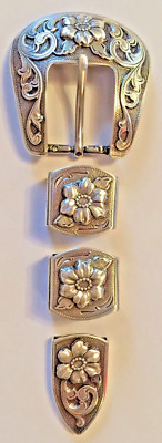 Western Rodeo Floral Silver Engraved 4 piece 1 display picture 1