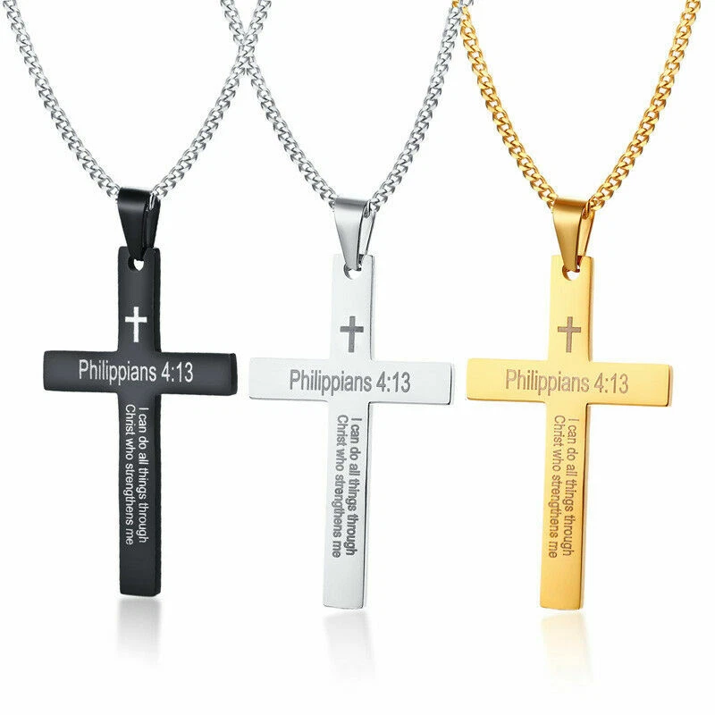 Philippians 4 13 cross necklace deals gold