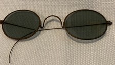 Vintage Antique eyeglasses Wire Rim Glasses spectacles Oval Dark Lenses