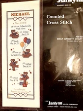 Vintage Janlynn Counted Cross Stitch Kit Bear Growth Chart