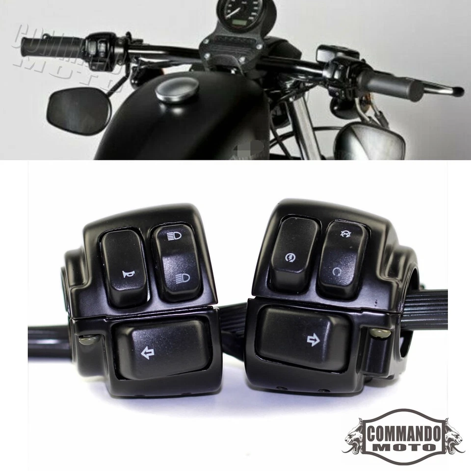 2x Motorcycle 1" Handlebar Switch For Harley V-Rod Dyna Softail Sportster 96-12 - Image 2 of 4