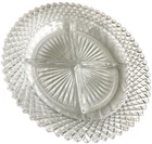 ANCHOR HOCKING MISS AMERICA CLEAR DEPRESSION GLASS 4-Section Relish DISH~8 3/4"