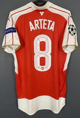 MEN'S FC ARSENAL 2015/2016 MIKEL ARTETA #8 SOCCER FOOTBALL SHIRT JERSEY SIZE S