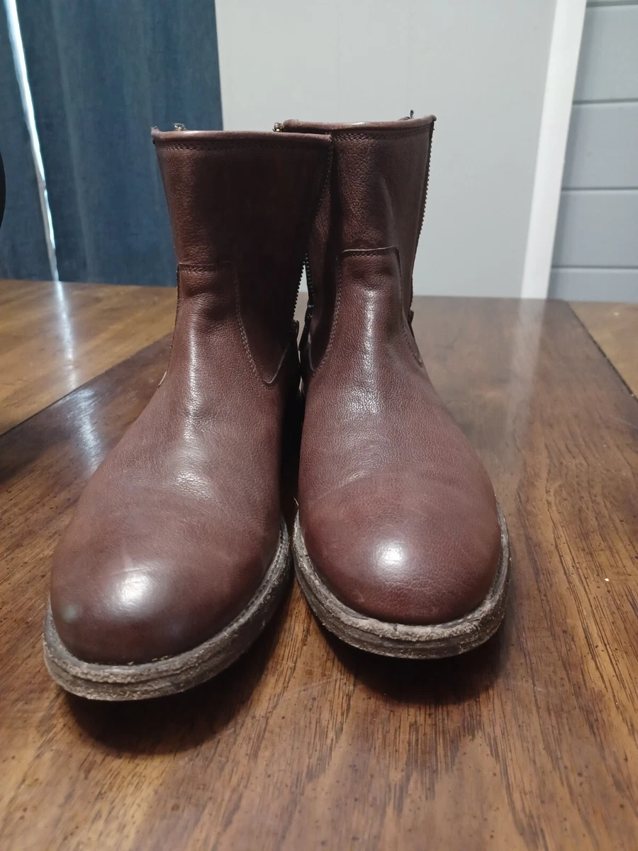 Frye Men s Ethan Double Zip Leather Boot in Brown US 9D Preowned