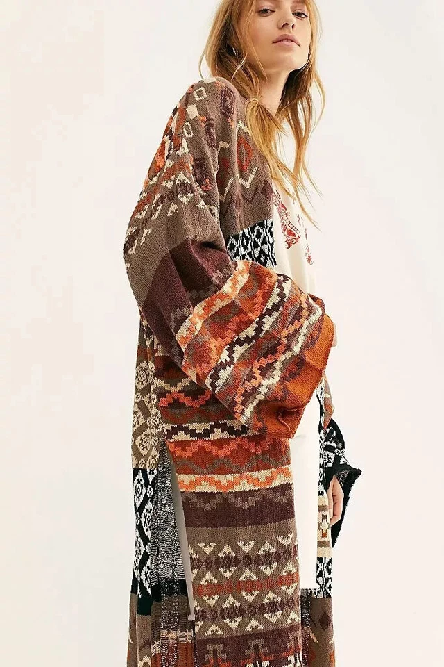Free People NWT Size Medium Beautiful Boho Maxi Landmark Cardigan LAST MEDIUM!