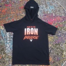 Under Armour Short Sleeve Hoodie Shirt Youth L Black The Rock Iron Paradise