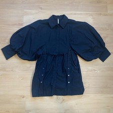 Free People Women's Christi Shirt Dress Tunic Black Sz Small Voluminous Sleeves