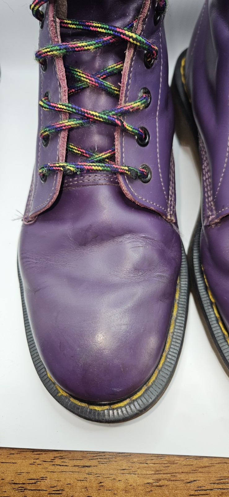 Rare Vintage Dr Martens 1460 Purple Leather Boots UK 8 Made in England image 4