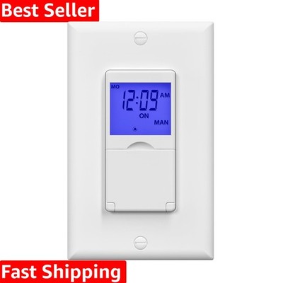 7 Day Programmable in-Wall Timer Switch for Lights, Digital Light Switch Time...