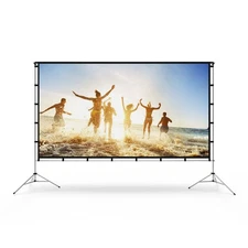 Vamvo 100in Portable Foldable Projector Screen with Stand Outdoor Movie & Hom...