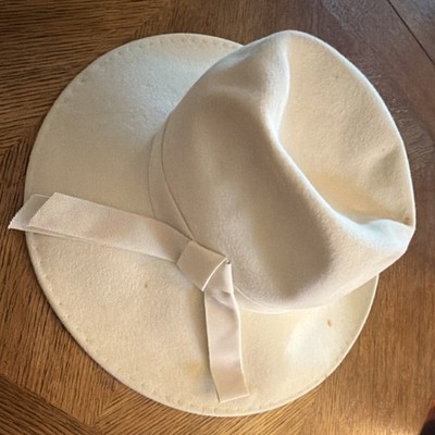 ADOLFO II woman s  Ivory Solid Wide Brim Fedora Hat, Classic Fedora Style