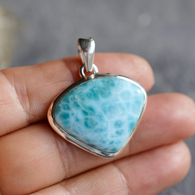 Larimar 925 Sterling Silber Anhänger Edelstein Schmuck N2