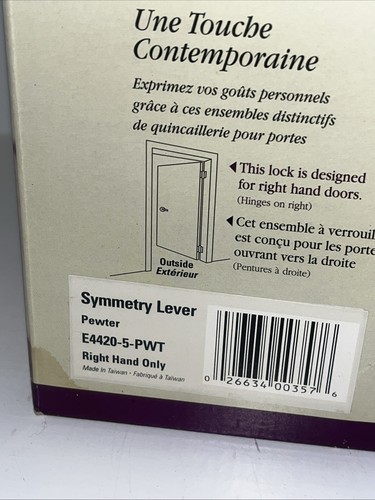 Amerock Ensembles Symmetry Lever Pewter Right Hand Door Handle Set E4420-5-PWT - Picture 8 of 10