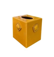Mike and Ally Yellow Embellished Enamel Tissue Box Cover Holder Square Cube