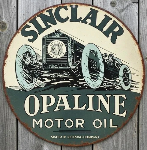 Sinclair Opaline Motor Oil 12" Diameter Vintage Novelty Metal Sign Made In USA