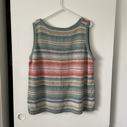 Top sin mangas vintage Lauren Ralph Lauren talla grande 3X algodón lino a rayas - Imagen 3 de 5