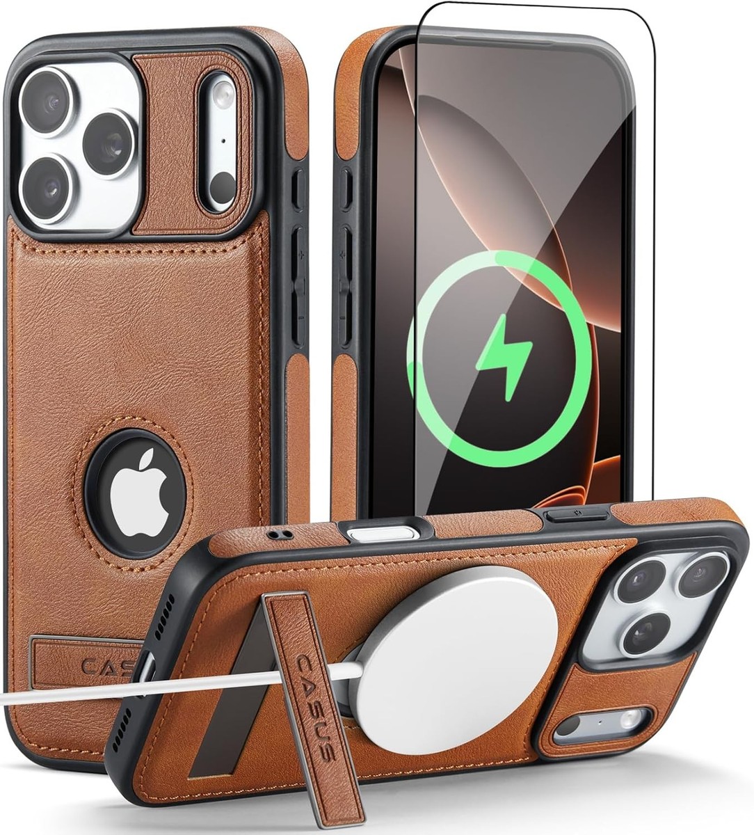 Apple iPhone 17 Pro カスタムスマホケース iPhone 17 Pro Case Kickstand Vegan Leather Slim Classic Luxury