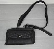 Lug Kickflip Wallet Black Quilted RFID Utility Convertible Crossbody/Wristlet 