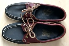 Women’s Sebago Navy Brown Docksiders S- 6 N BOAT SHOES Made in USA Leather