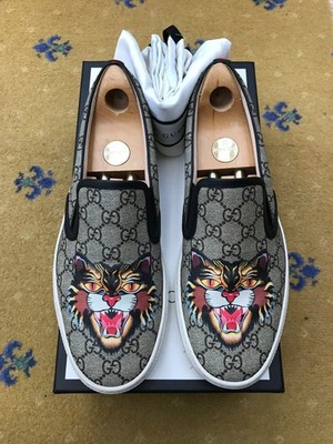 Gucci Trainers Sneaker Shoes Tiger Monogram Canvas Web Green Mens UK 9 US 10 43