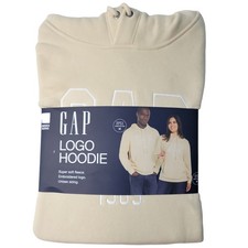 Gap Unisex Adult Embroidered Kangaroo Pocket Soft Fleece Hoodie Oyster Gray, S