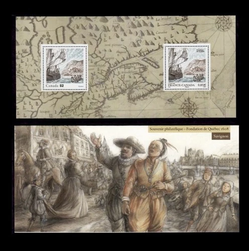 Canada MNH #2269ii Quebec City France Joint Issue S/S With Cover Stamps - 2008