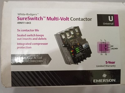 Emerson 49M11-843 SureSwitch  Multi-Volt 24/120/208/240 Universal Contactor New.