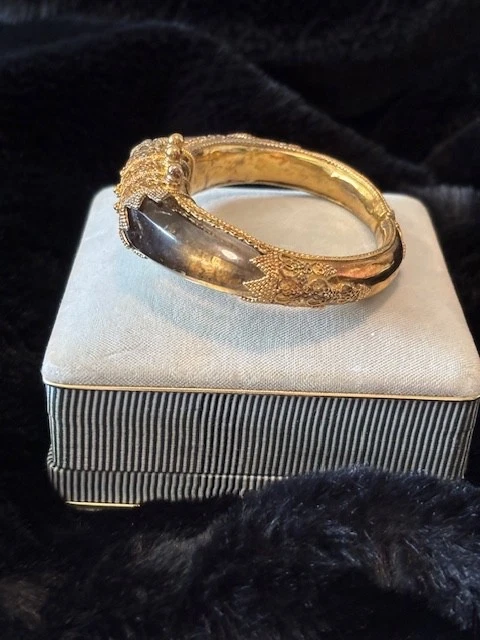 Quartz Crystal Cuff Bracelet with 18k Gold Vermeil on Silver; Unique  Lock. - Image 3 of 3