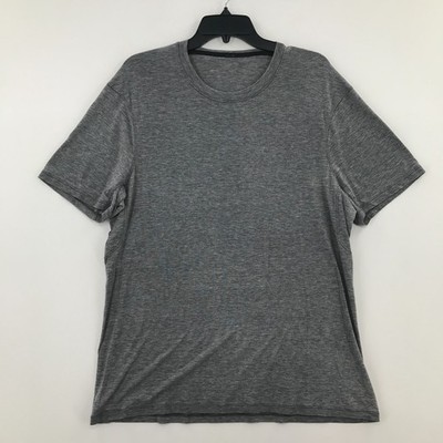 Lululemon Shirt Mens Large L Gray Crew Neck Short Sleeve Tee Active Stretch Men