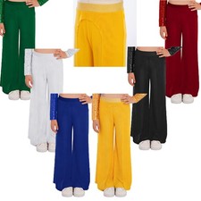 Kids Girls Pants Liturgical Trousers Modern Costume Class Elastic Wide-Leg Mesh