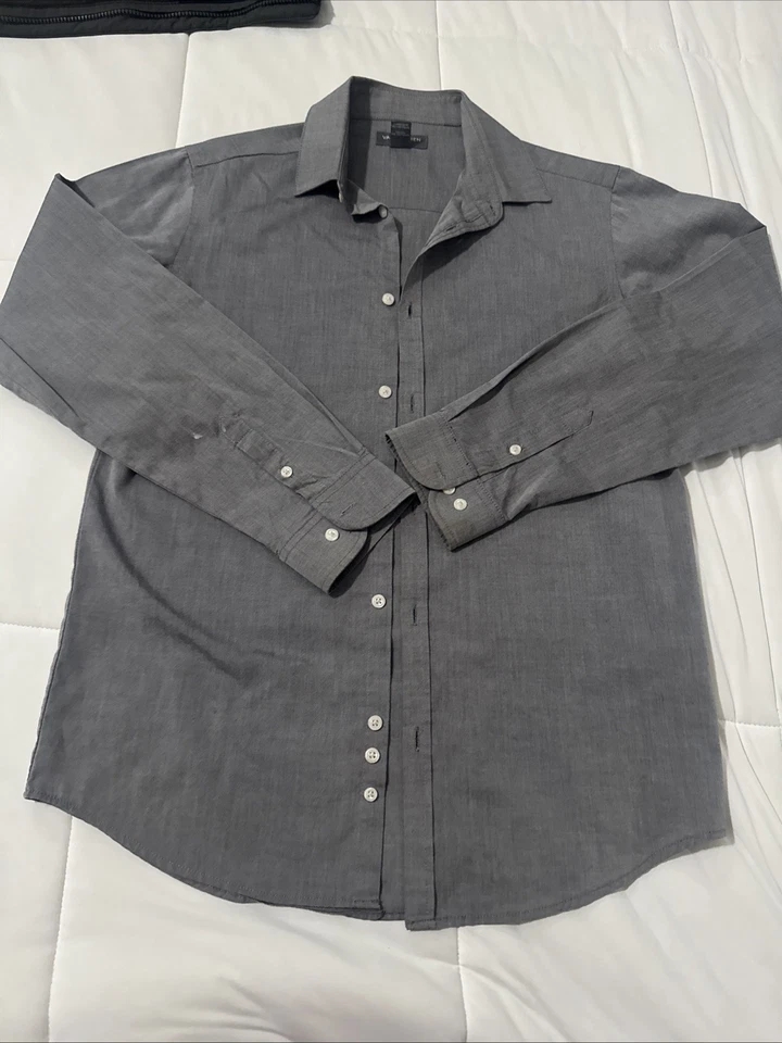 Camisa de vestir Van Heusen para niños manga larga azul a cuadros, abotonada, XL (14/16) Foto 3 de 4