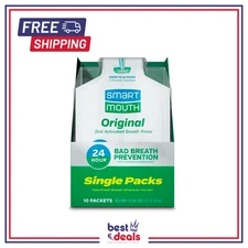 NEW SmartMouth Original Single Packs Mint Breath Rinse 10 Ea- Smart Mouth