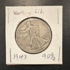 1943 Liberty Walking Half Dollar 90% Silver Coin Circulated 50C