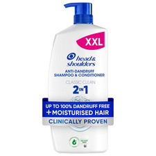 Head & Shoulders Anti-Dandruff Shampoo, 2 in 1 Classic Clean (1000ml) Value Pack 8.73 per litre
